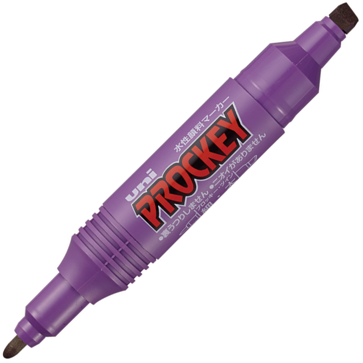 三菱鉛筆　水性マーカー　プロッキー　細字丸芯＋太字角芯　ＰＭ１５０ＴＲ．１２　紫