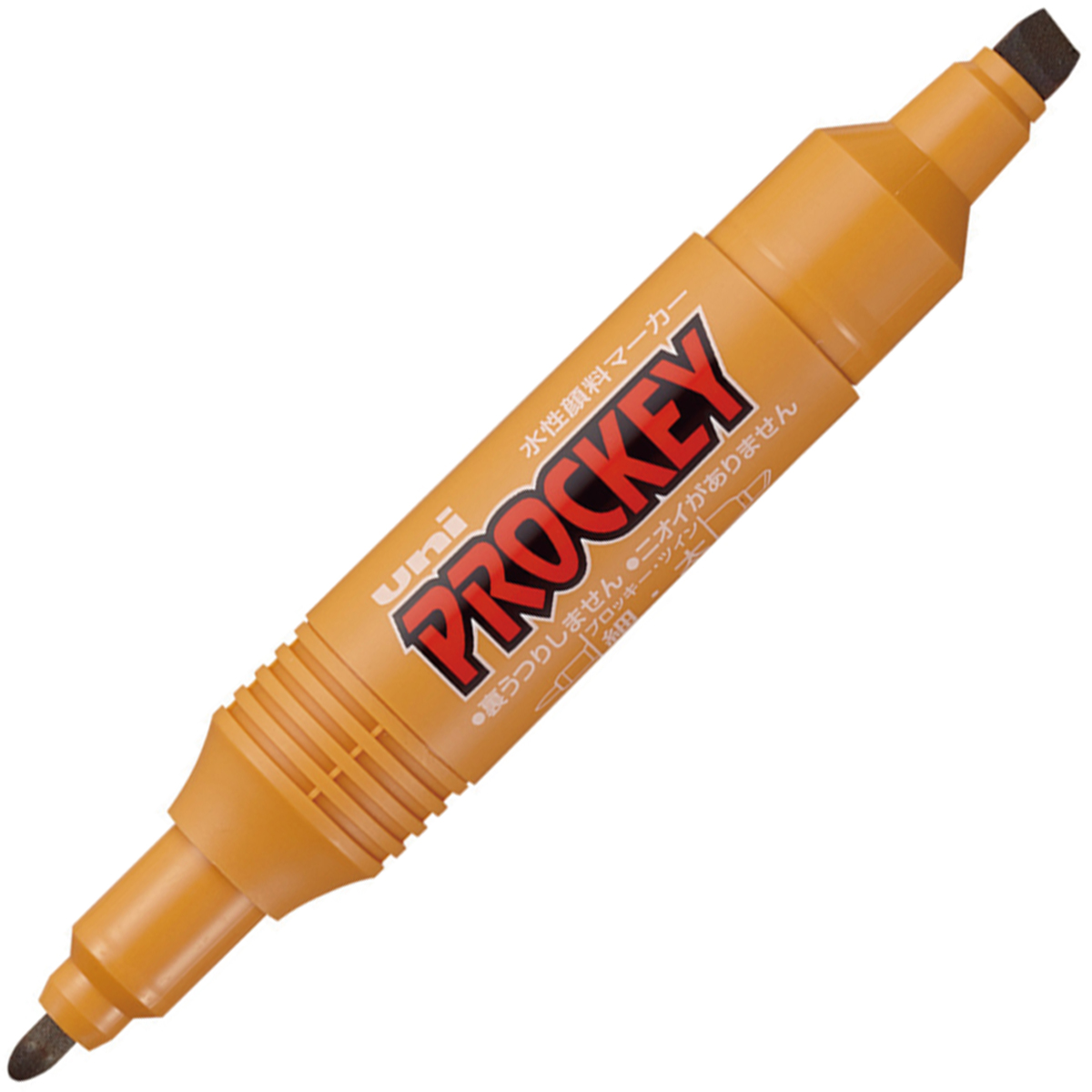 三菱鉛筆　水性マーカー　プロッキー　細字丸芯＋太字角芯　ＰＭ１５０ＴＲ．１９　黄土色