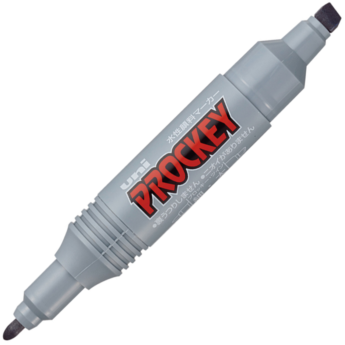 三菱鉛筆　水性マーカー　プロッキー　細字丸芯＋太字角芯　ＰＭ１５０ＴＲ．３７　灰