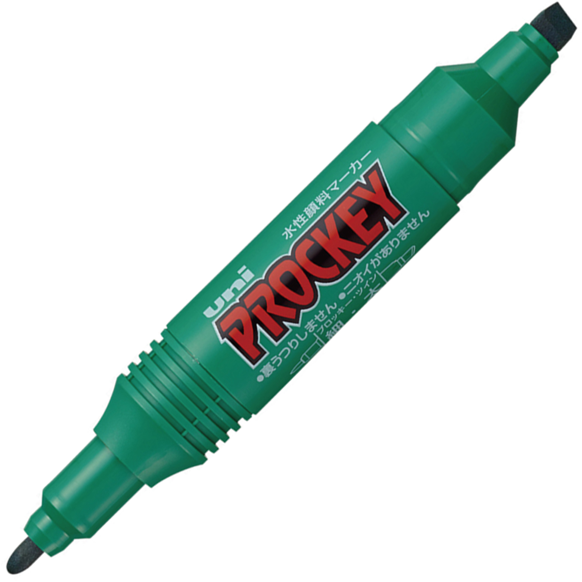 三菱鉛筆　水性マーカー　プロッキー　細字丸芯＋太字角芯　ＰＭ１５０ＴＲ．６　緑