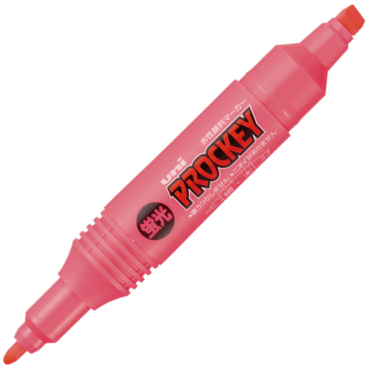 三菱鉛筆　水性マーカー　プロッキー　細字丸芯＋太字角芯　ＰＭ１５０ＴＲＫ．１３　蛍光ピンク