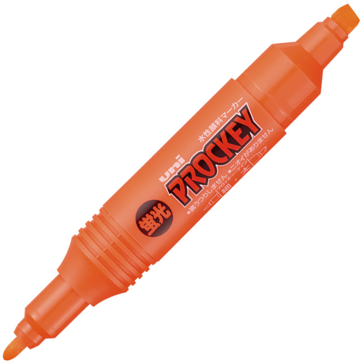 三菱鉛筆　水性マーカー　プロッキー　細字丸芯＋太字角芯　ＰＭ１５０ＴＲＫ．４　蛍光橙