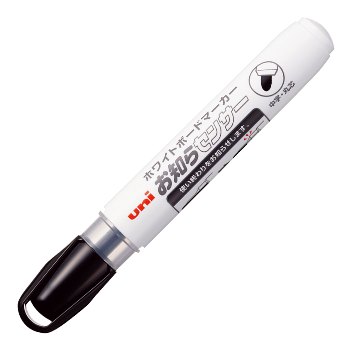 三菱鉛筆　ホワイトボードマーカー　お知らセンサー　中字丸芯　ＰＷＢ１２０４Ｍ．２４　黒