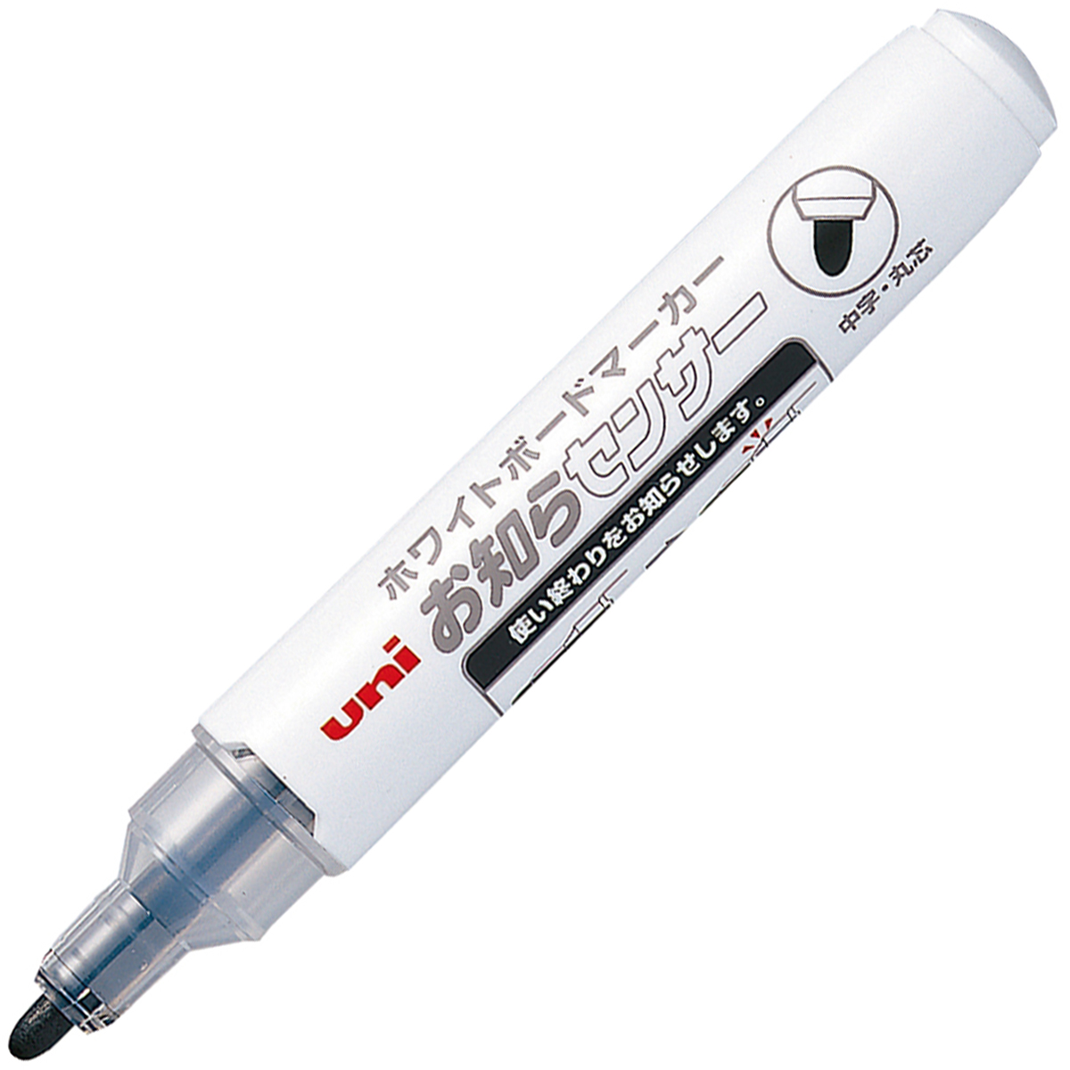 三菱鉛筆　ホワイトボードマーカー　お知らセンサー　中字丸芯　ＰＷＢ１２０４Ｍ．２４　黒