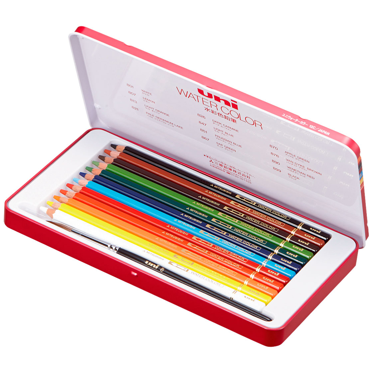 三菱鉛筆　色鉛筆ユニウォーターカラー　１２色セット　ＵＷＣ１２Ｃ　