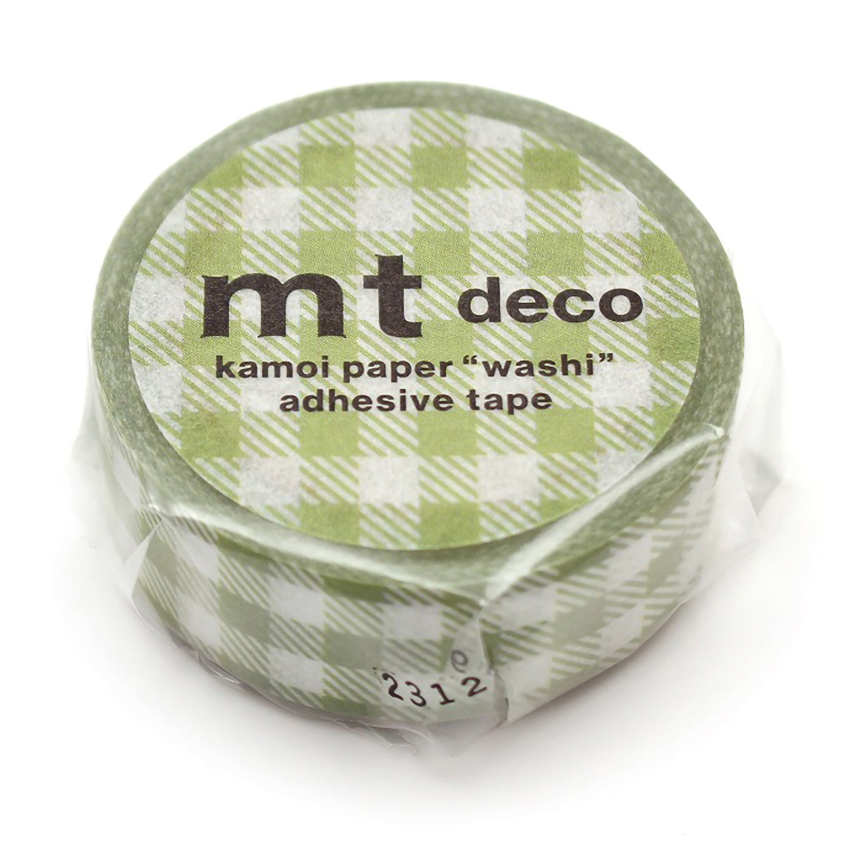 カモ井／マスキングテープ　ｍｔ　１Ｐ　ストライプギンガムチェック・ライトモスグリーン　ＭＴ０１Ｄ５６５