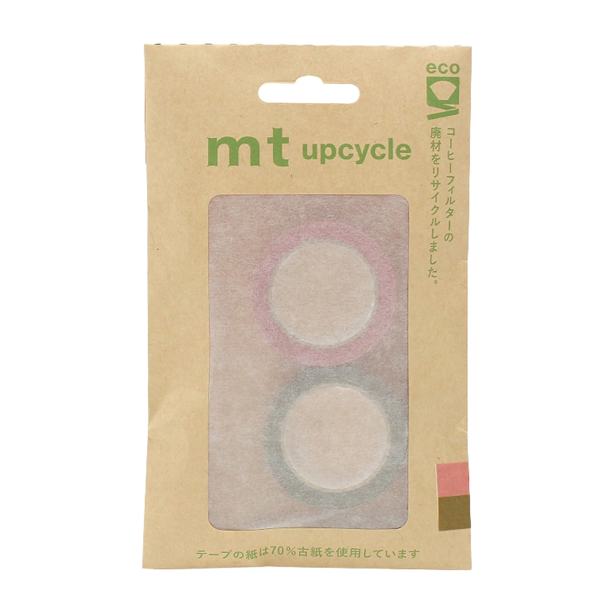 カモ井／マスキングテープ　ｍｔ　ｕｐｃｙｃｌｅ　ｔａｐｅ　ローズピンク×鶯　ＭＴ０２ＵＰ０４