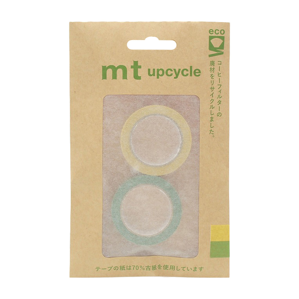 カモ井／マスキングテープ　ｍｔ　ｕｐｃｙｃｌｅ　ｔａｐｅ　パステルレモン×若緑　ＭＴ０２ＵＰ０５