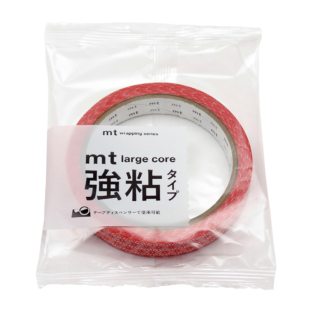 カモ井／マスキングテープ　ｍｔ　ｌａｒｇｅ　ｃｏｒｅ　麻の葉・朱赤　強粘着　ＭＴ０１Ｌ０７５