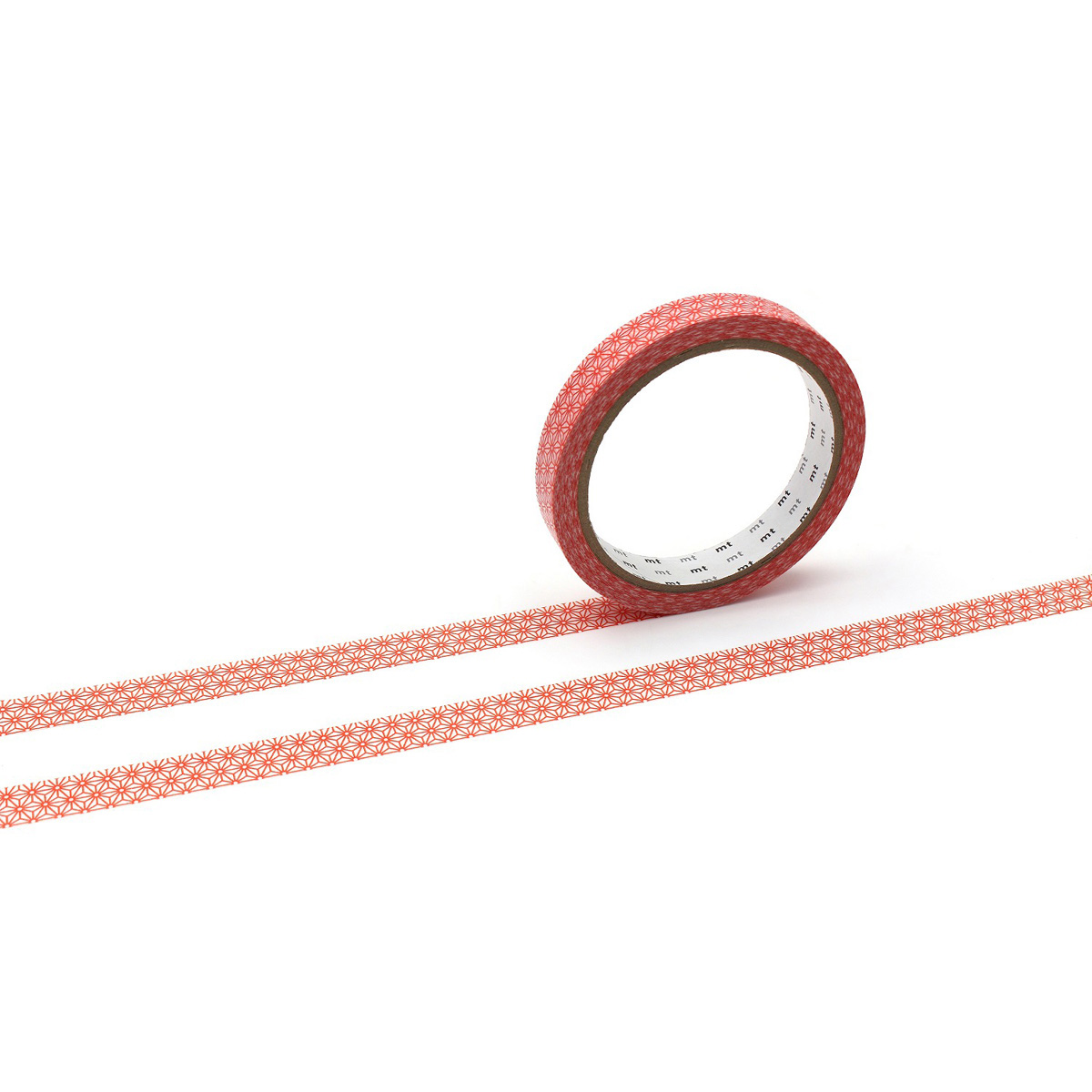 カモ井／マスキングテープ　ｍｔ　ｌａｒｇｅ　ｃｏｒｅ　麻の葉・朱赤　強粘着　ＭＴ０１Ｌ０７５