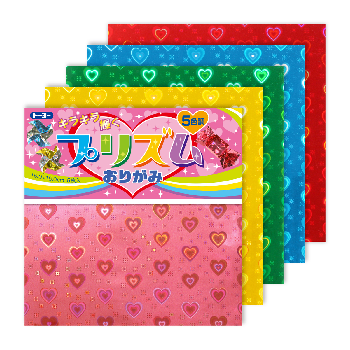 トーヨー　プリズムおりがみ　１５．０　　５枚（５色調）