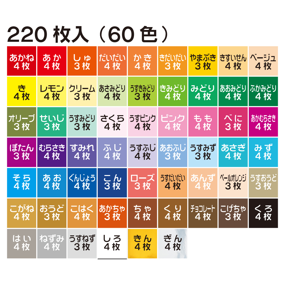 トーヨー　創作１５ｃｍ　６０色２２０枚　　２２０枚（６０色）
