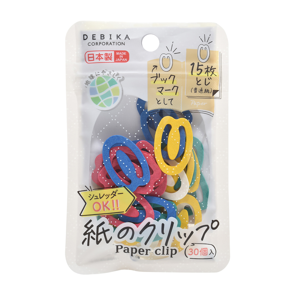 デビカ　紙のクリップ　アソート　３０個入（５色各６個入）　０６３２０６