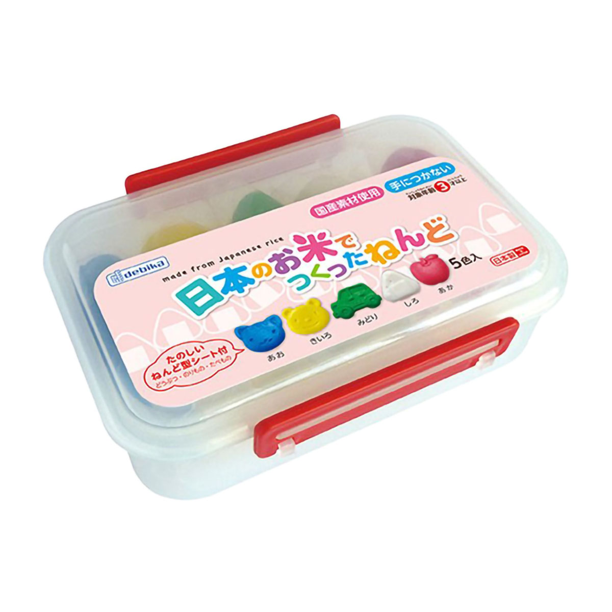 デビカ　日本のお米でつくったねんど　０９３１１１　５色入（青・黄・緑・白・赤）