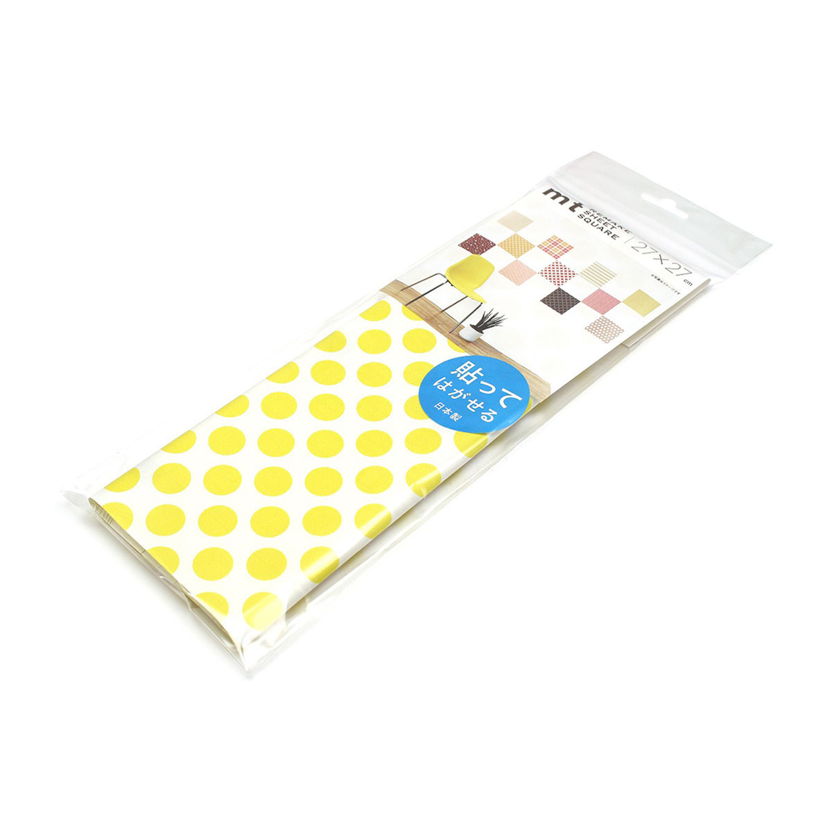 カモ井／マスキングテープ　ｍｔリメイクシートスクエア　ドット・イエロー　ＭＴＣＡＲＳ００３