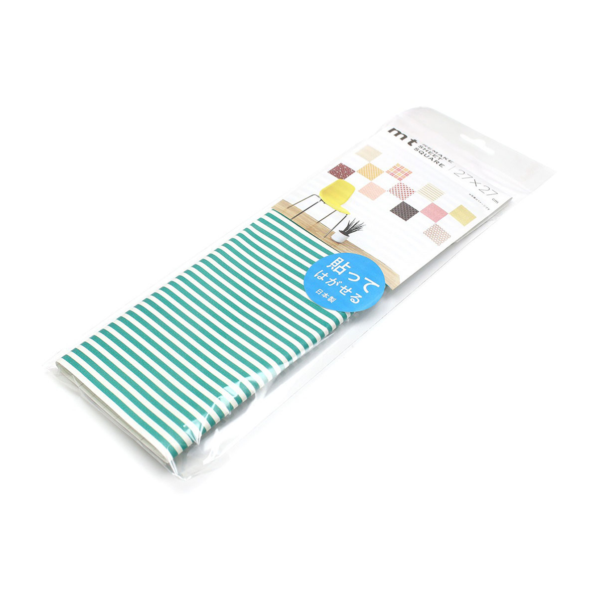 カモ井／マスキングテープ　ｍｔリメイクシートスクエア　ボーダー・グリーン　ＭＴＣＡＲＳ００４