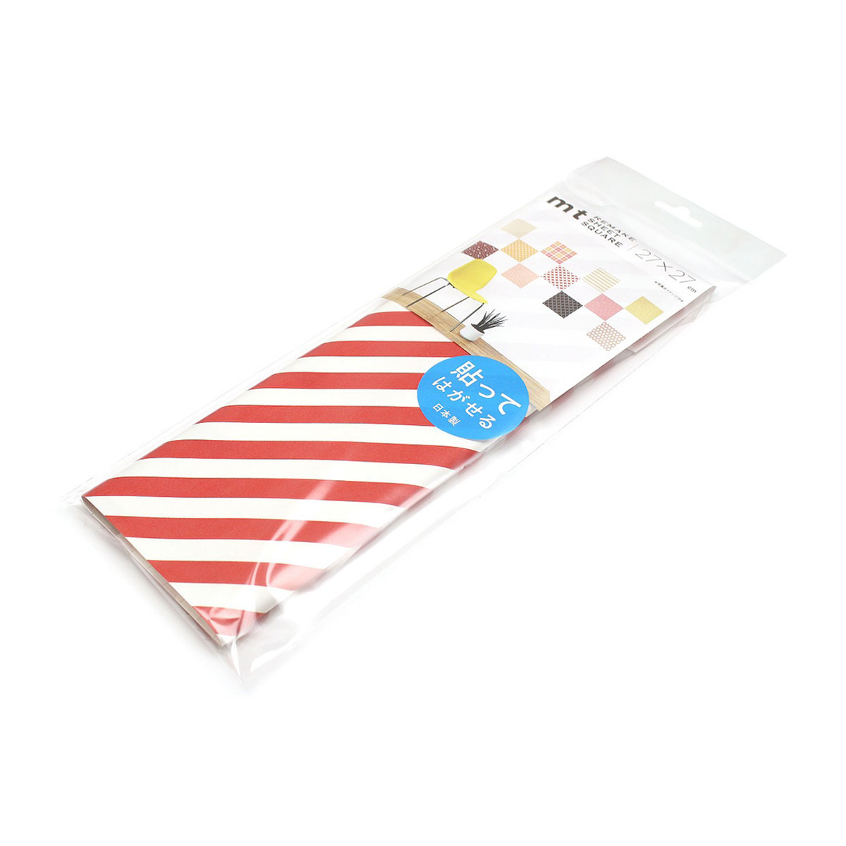カモ井／マスキングテープ　ｍｔリメイクシートスクエア　ストライプ・レッド　ＭＴＣＡＲＳ００７