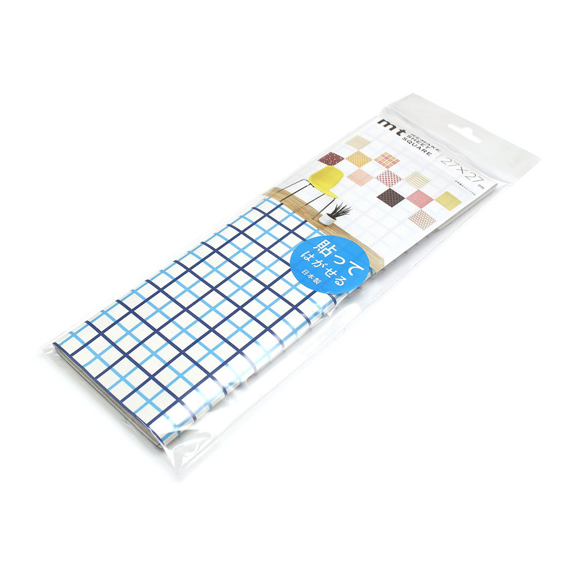 カモ井／マスキングテープ　ｍｔリメイクシートスクエア　方眼・ライトブルー×ネイビー　ＭＴＣＡＲＳ０１０