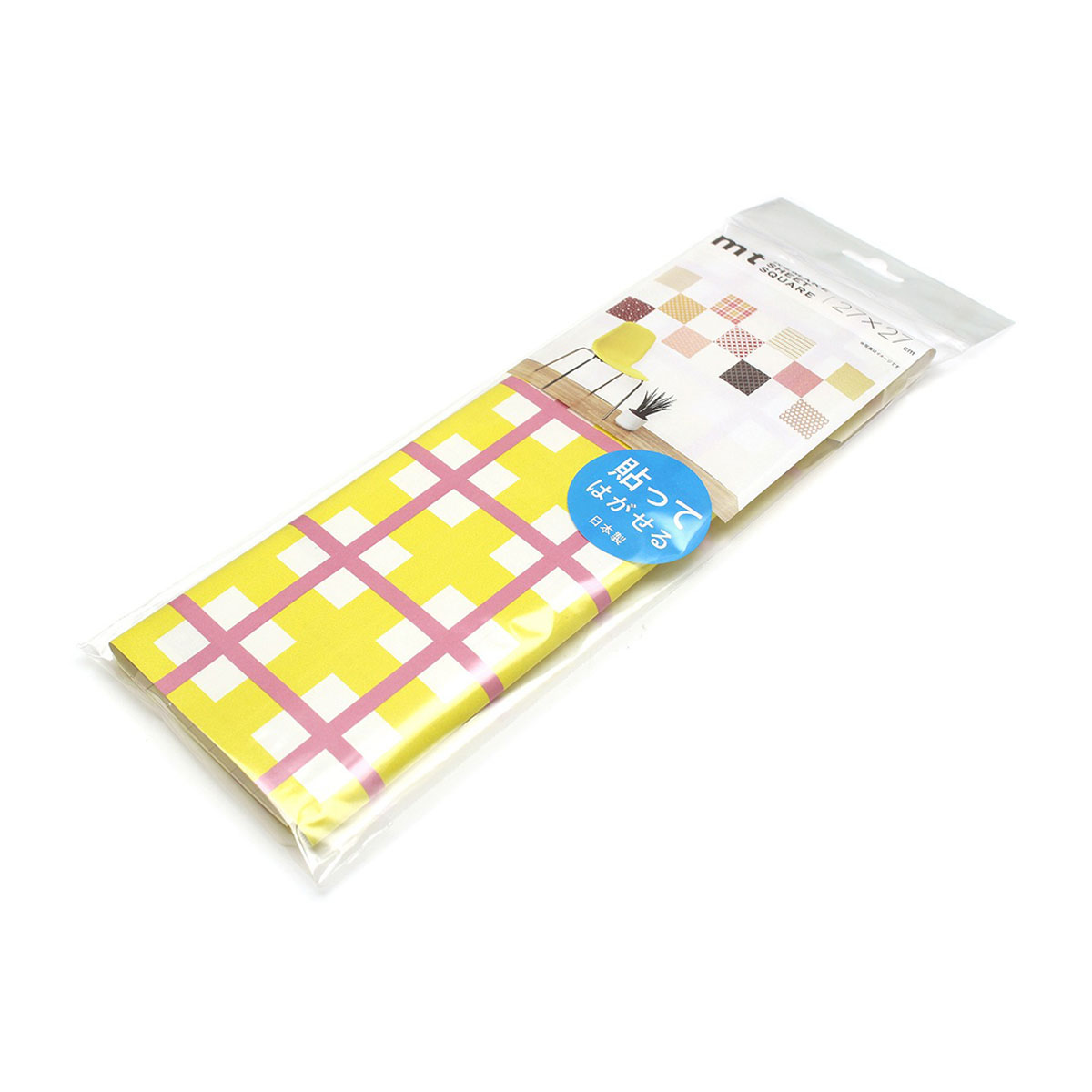 カモ井／マスキングテープ　ｍｔリメイクシートスクエア　方眼・ピンク×イエロー　ＭＴＣＡＲＳ０１１