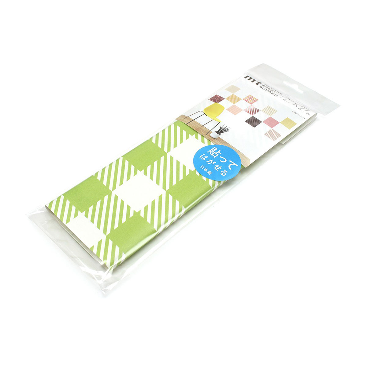 カモ井／マスキングテープ　ｍｔリメイクシートスクエア　チェック・イエローグリーン　ＭＴＣＡＲＳ０１２