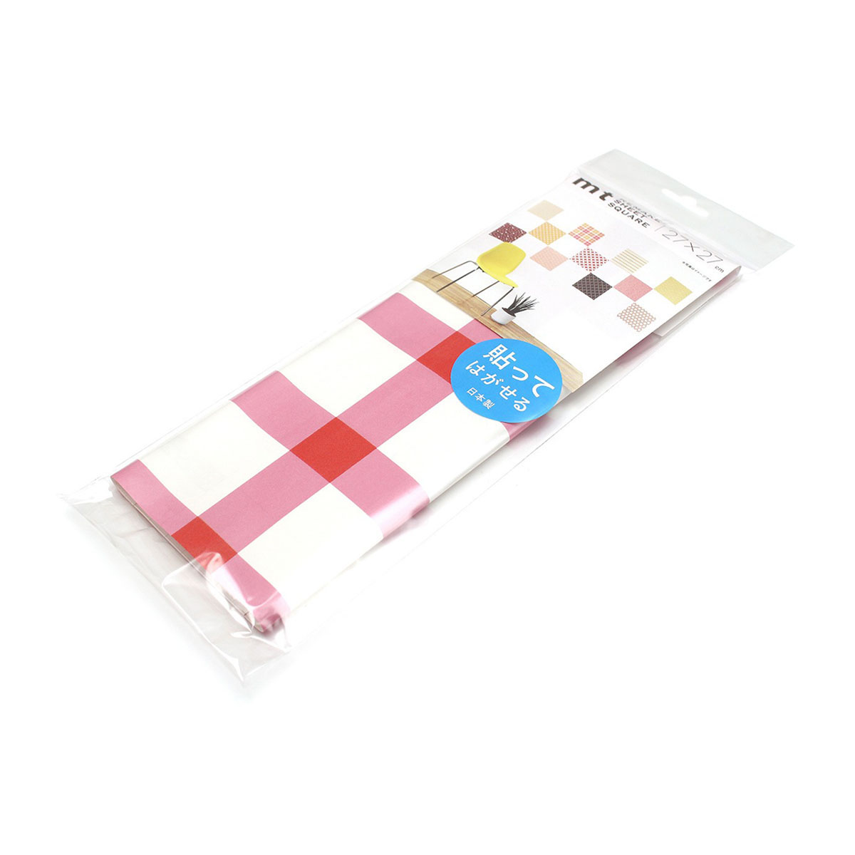 カモ井／マスキングテープ　ｍｔリメイクシートスクエア　チェック・ピンク×レッド　ＭＴＣＡＲＳ０１３