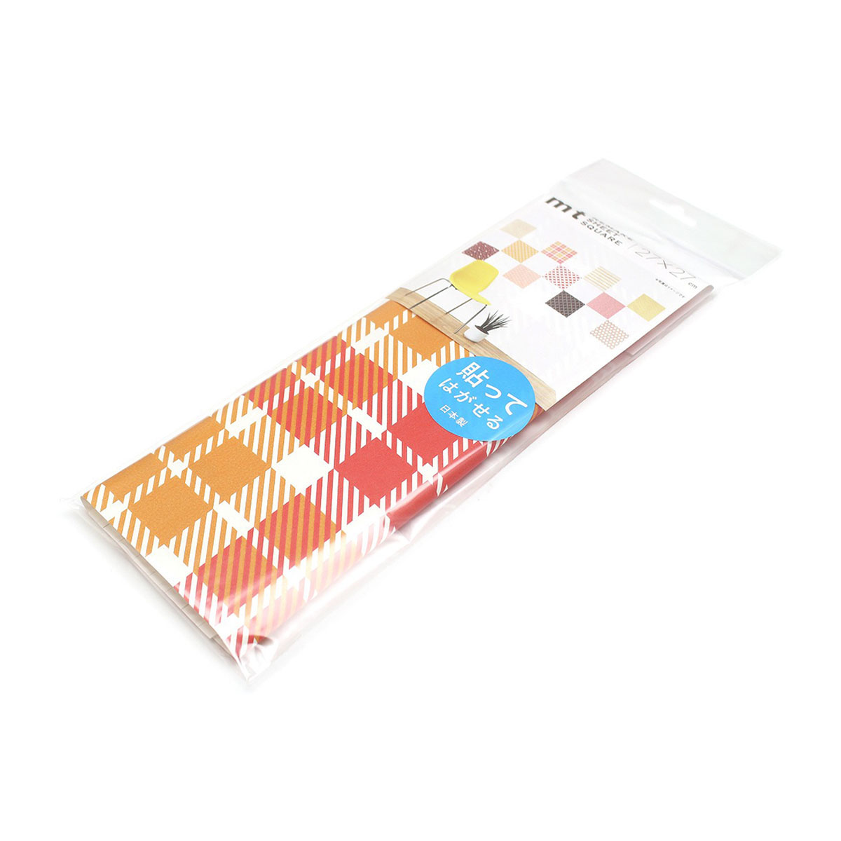 カモ井／マスキングテープ　ｍｔリメイクシートスクエア　チェック・オレンジ×レッド　ＭＴＣＡＲＳ０１４