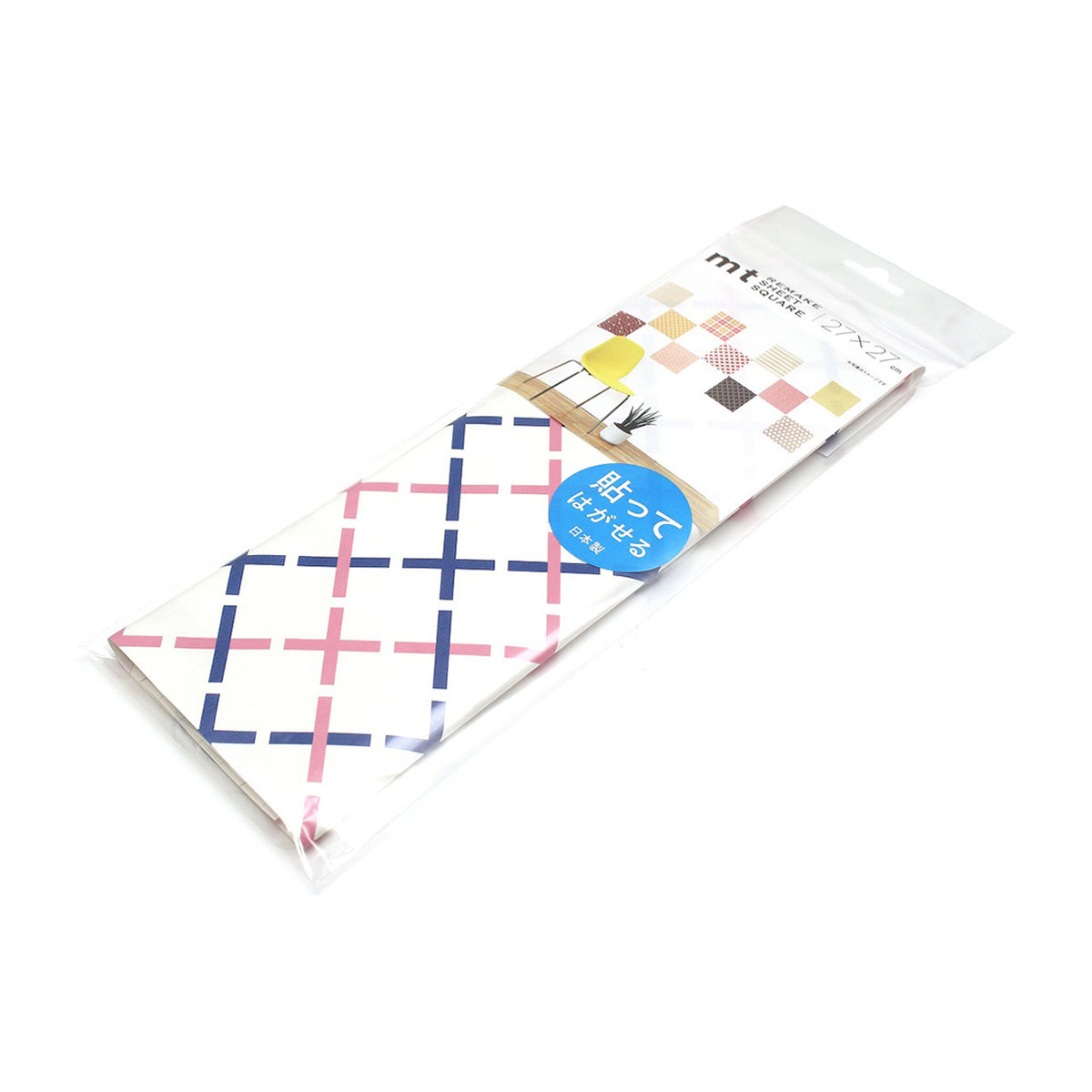 カモ井／マスキングテープ　ｍｔリメイクシートスクエア　クロス・ネイビー×ピンク　ＭＴＣＡＲＳ０１６
