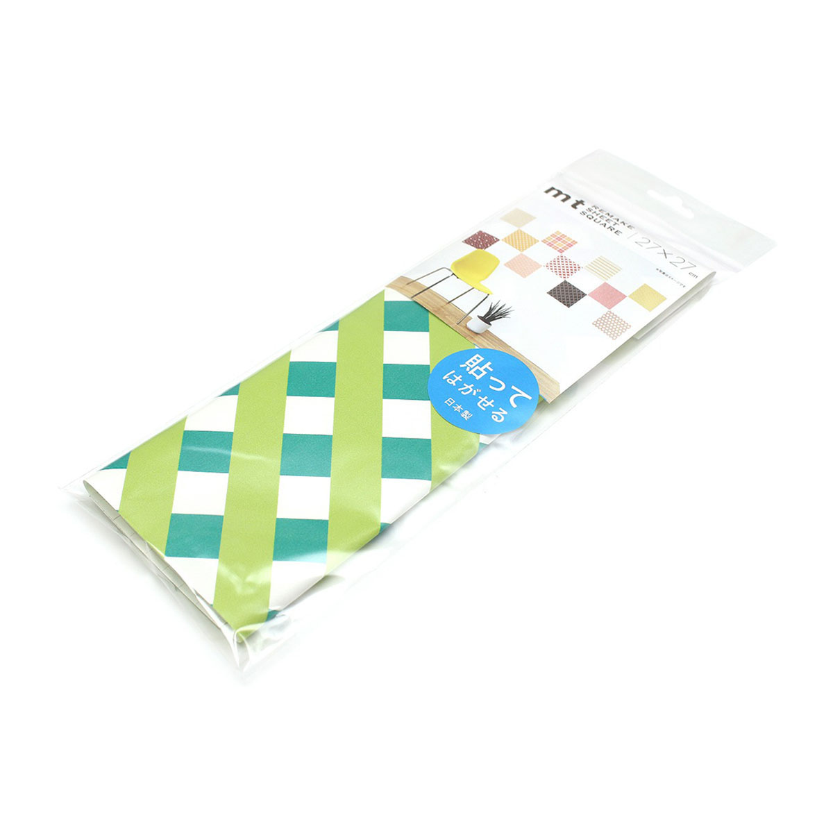 カモ井／マスキングテープ　ｍｔリメイクシートスクエア　クロス・グリーン×イエローグリーン　ＭＴＣＡＲＳ０１９