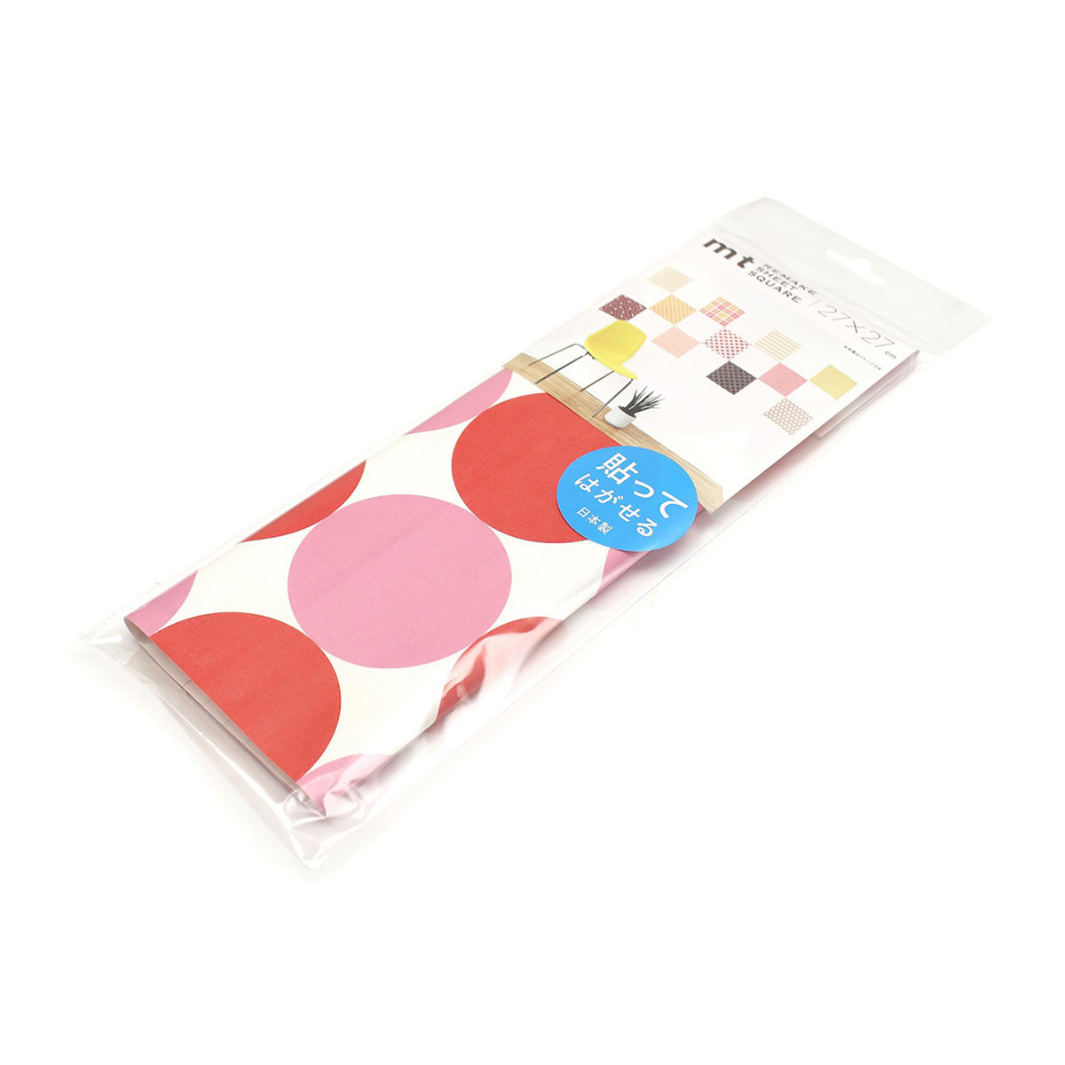 カモ井／マスキングテープ　ｍｔリメイクシートスクエア　サークル・ピンク×レッド　ＭＴＣＡＲＳ０２０