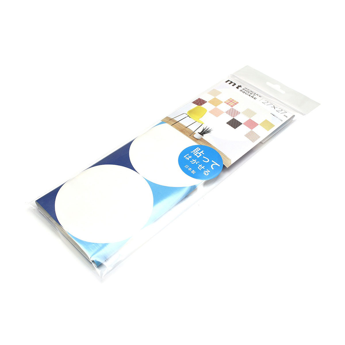 カモ井／マスキングテープ　ｍｔリメイクシートスクエア　サークル・ライトブルー×ネイビー　ＭＴＣＡＲＳ０２１