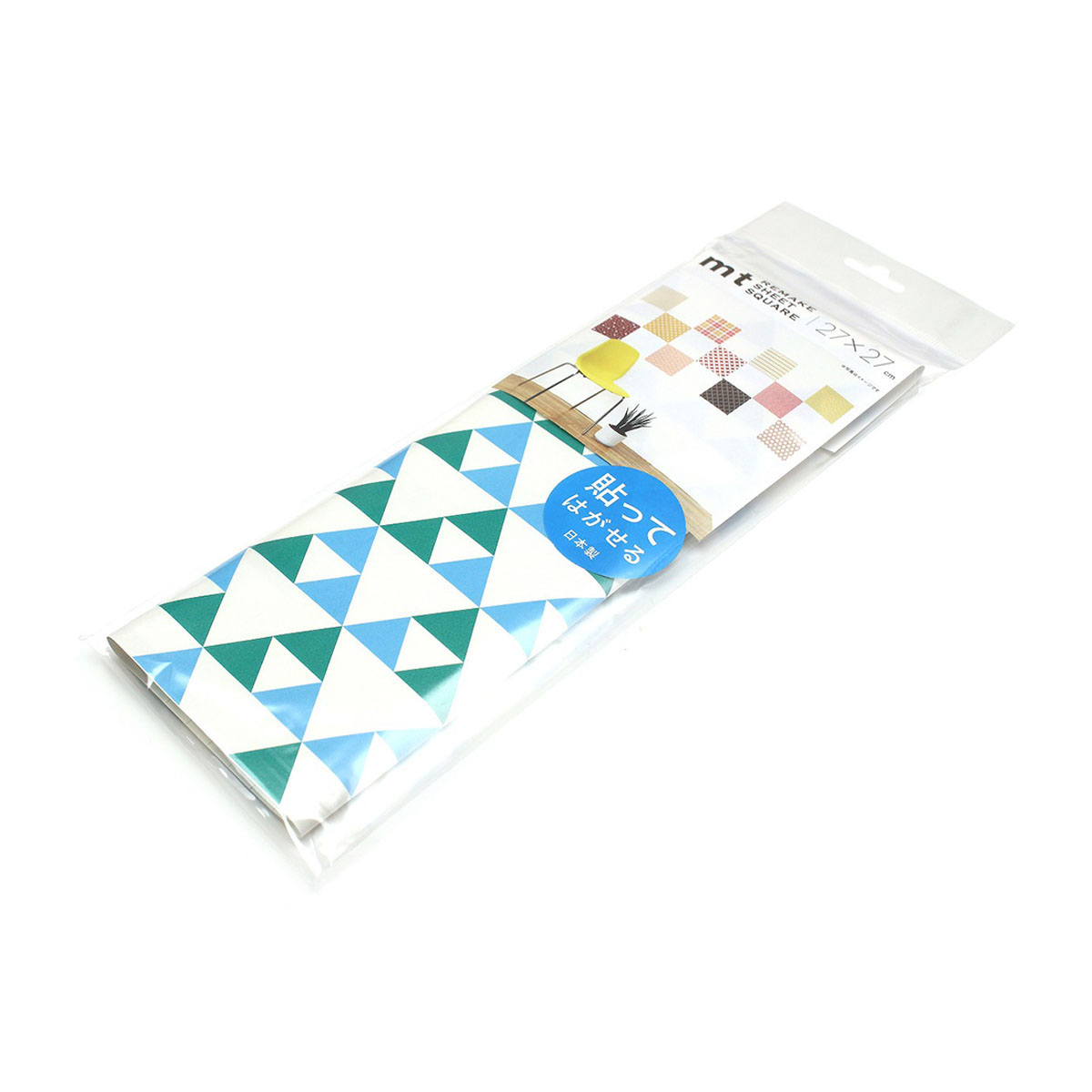 カモ井／マスキングテープ　ｍｔリメイクシートスクエア　さんかく・グリーン×ライトブルー　ＭＴＣＡＲＳ０２２