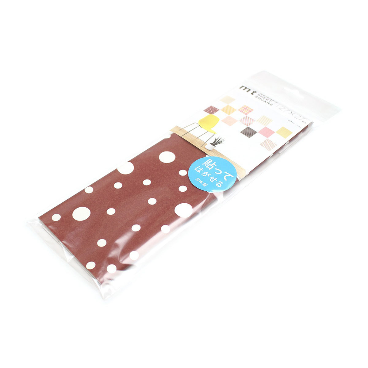 カモ井／マスキングテープ　ｍｔリメイクシートスクエア　霰小紋・赤銅色　ＭＴＣＡＲＳ０３１