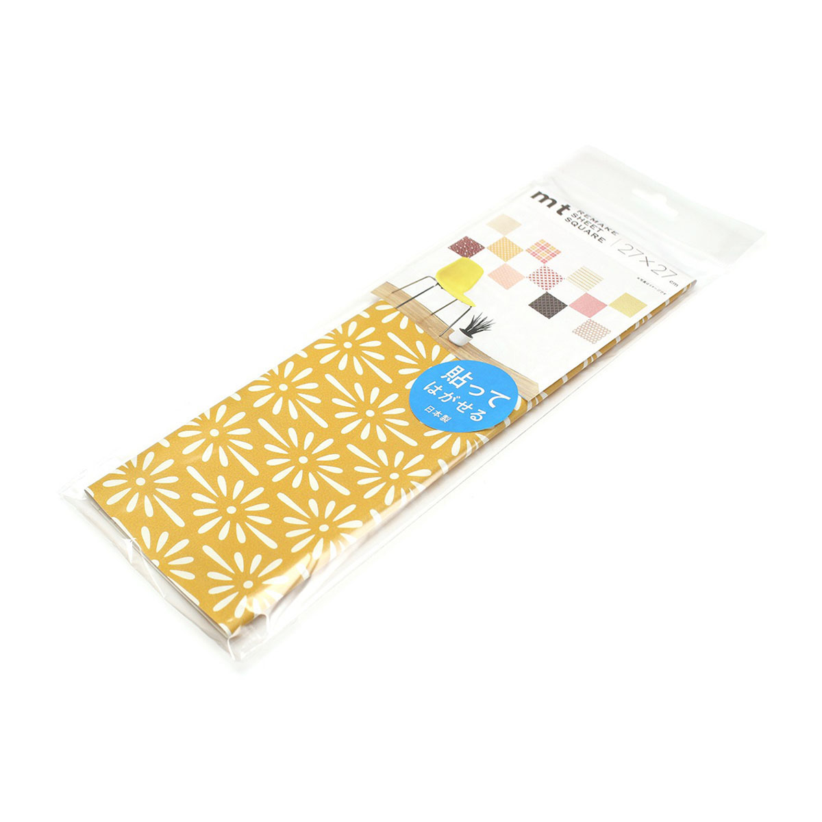カモ井／マスキングテープ　ｍｔリメイクシートスクエア　花菱・黄金　ＭＴＣＡＲＳ０３２