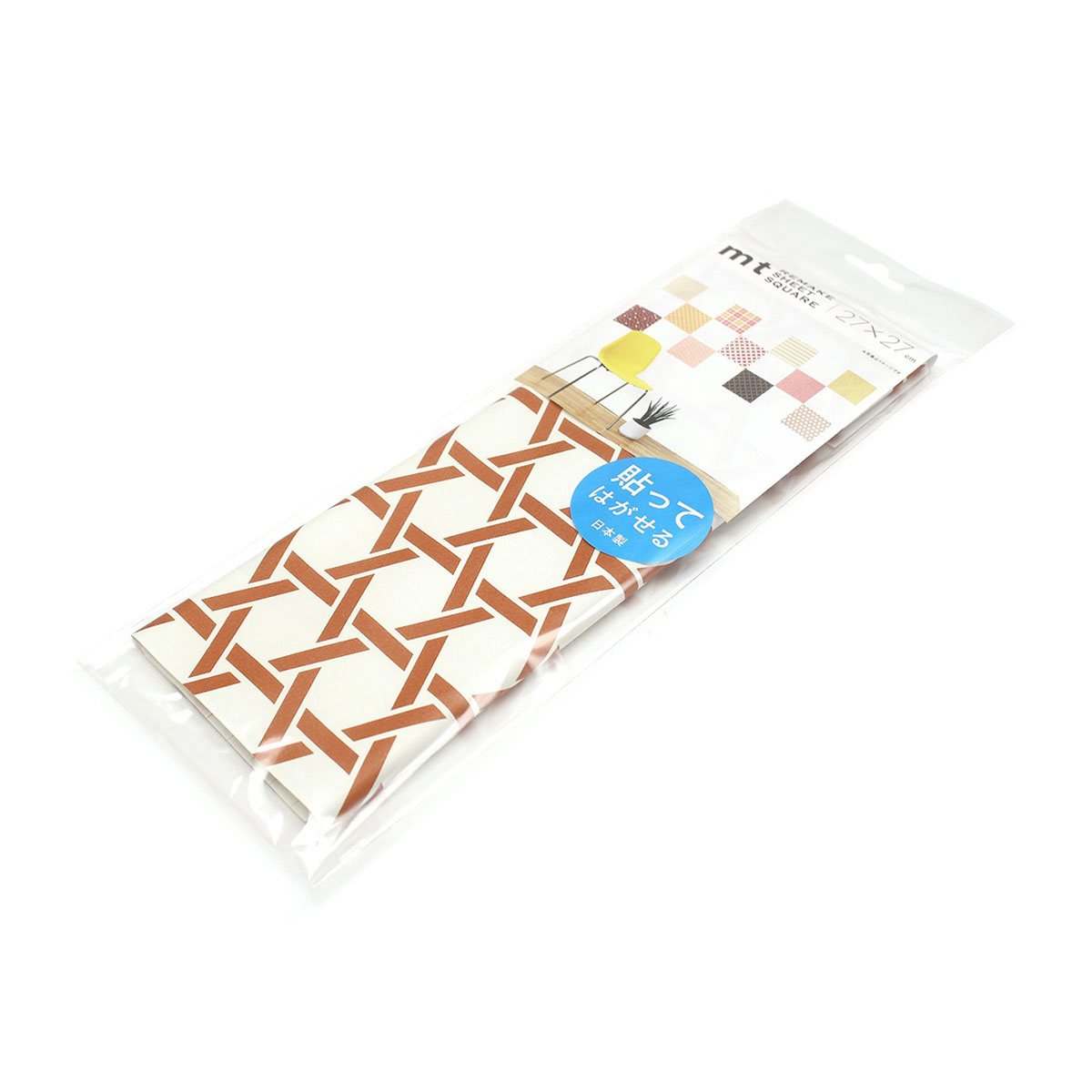 カモ井／マスキングテープ　ｍｔリメイクシートスクエア　籠目・土色　ＭＴＣＡＲＳ０４３