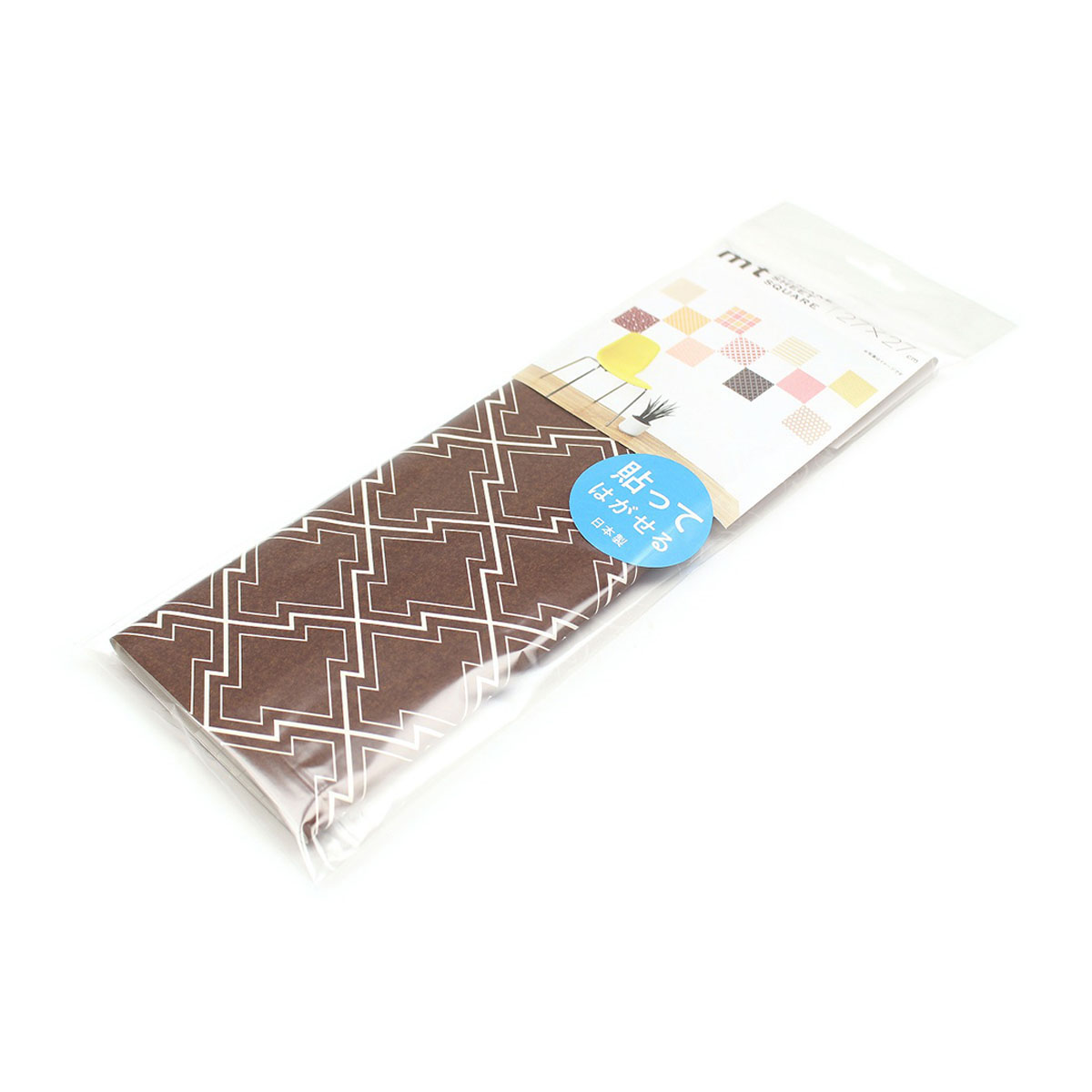 カモ井／マスキングテープ　ｍｔリメイクシートスクエア　松皮菱・黒茶　ＭＴＣＡＲＳ０４８