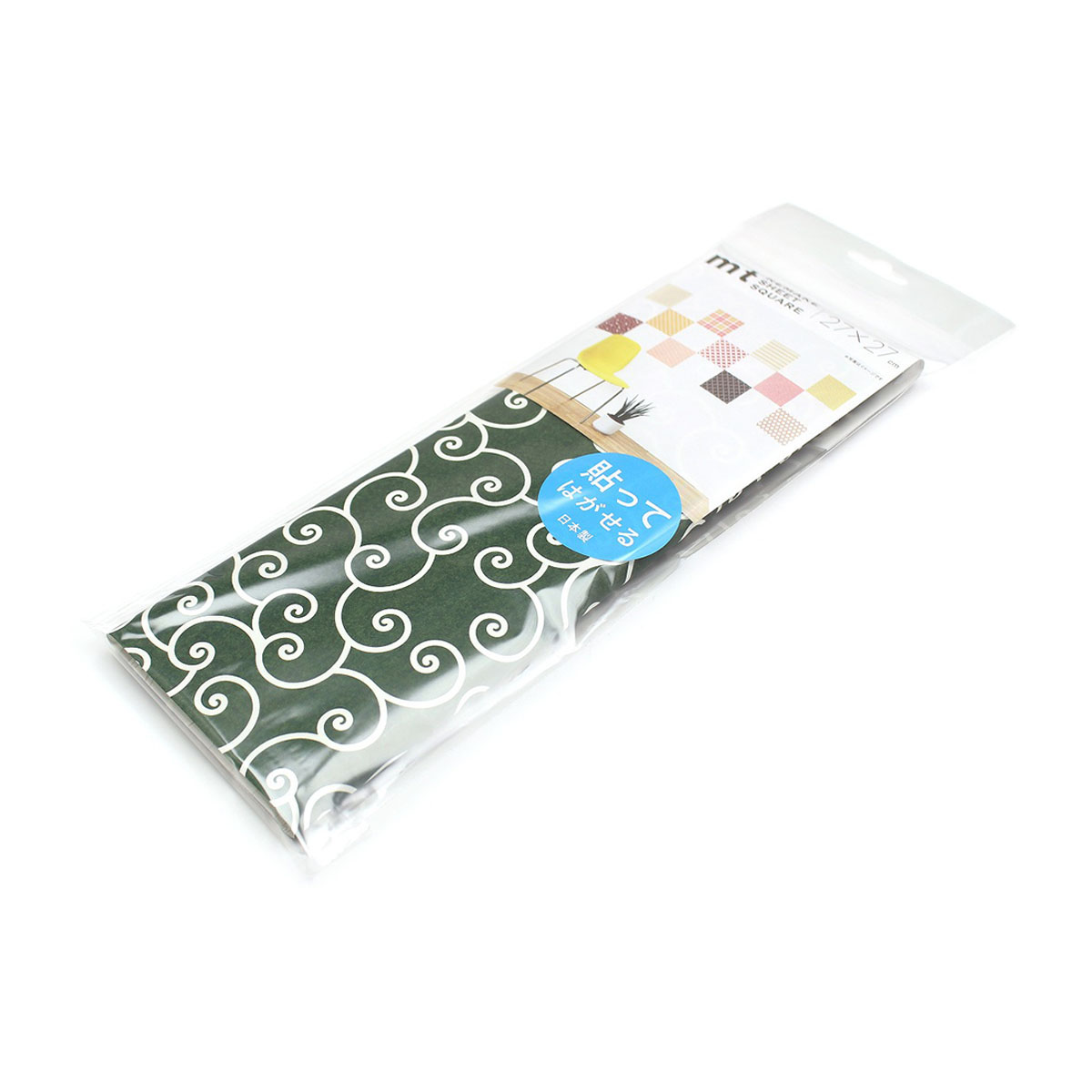 カモ井／マスキングテープ　ｍｔリメイクシートスクエア　唐草文様・深緑　ＭＴＣＡＲＳ０４９