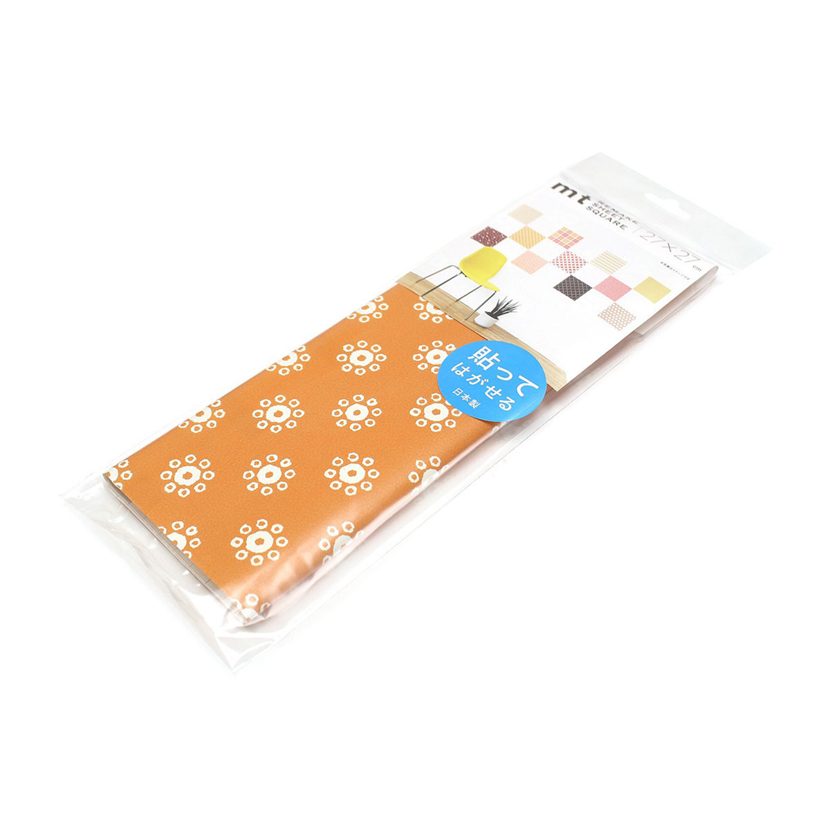 カモ井／マスキングテープ　ｍｔリメイクシートスクエア　九曜・黄茶　ＭＴＣＡＲＳ０５０