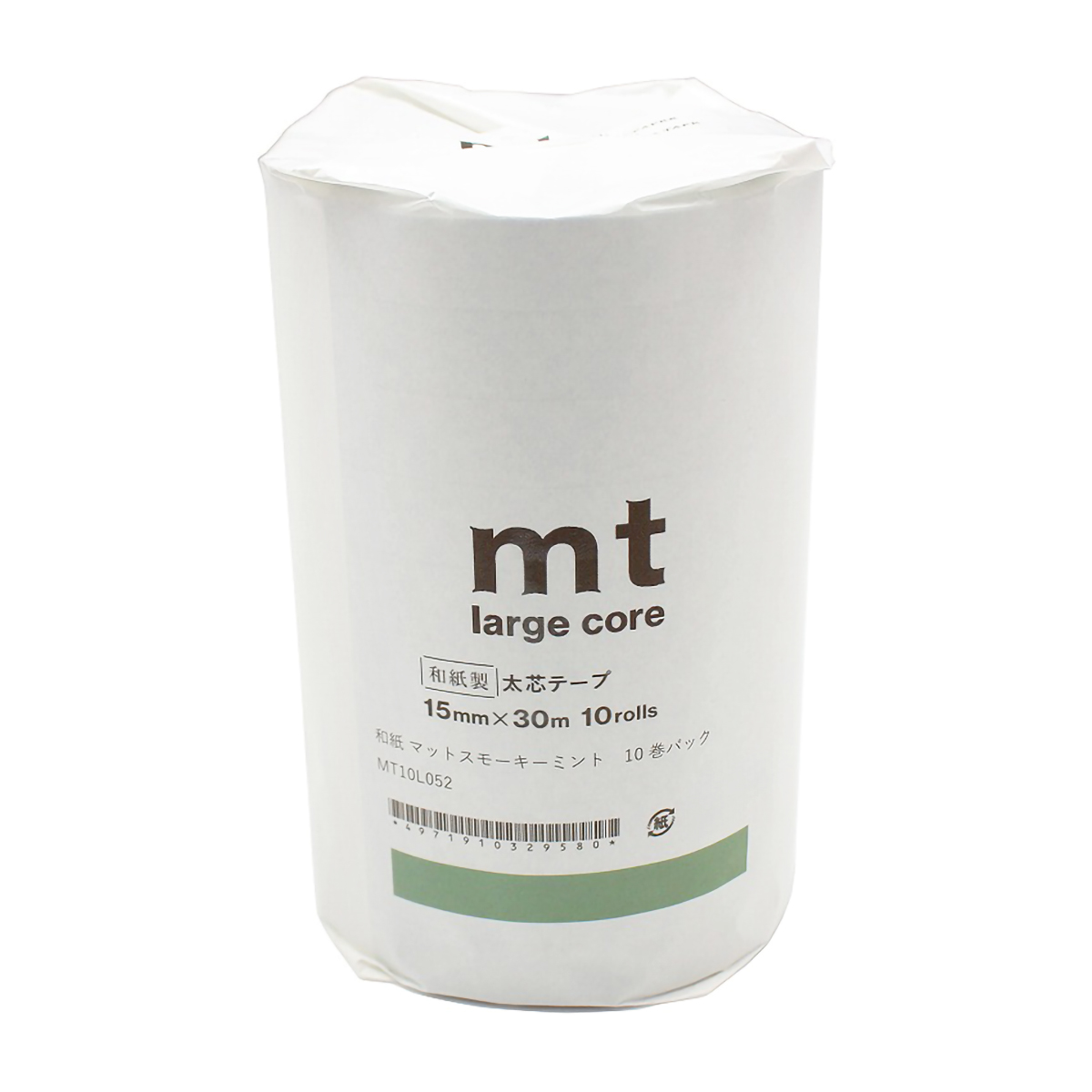 カモ井／マスキングテープ　ｍｔ　ｌａｒｇｅ　ｃｏｒｅ　和紙　マットスモーキーミント　１０巻パック　ＭＴ１０Ｌ０５２