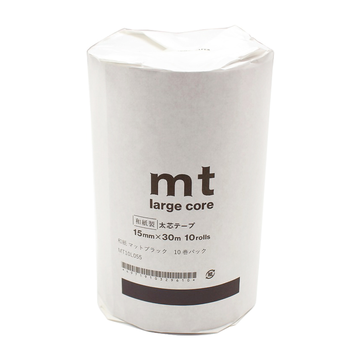 カモ井／マスキングテープ　ｍｔ　ｌａｒｇｅ　ｃｏｒｅ　和紙　マットブラック　１０巻パック　ＭＴ１０Ｌ０５５
