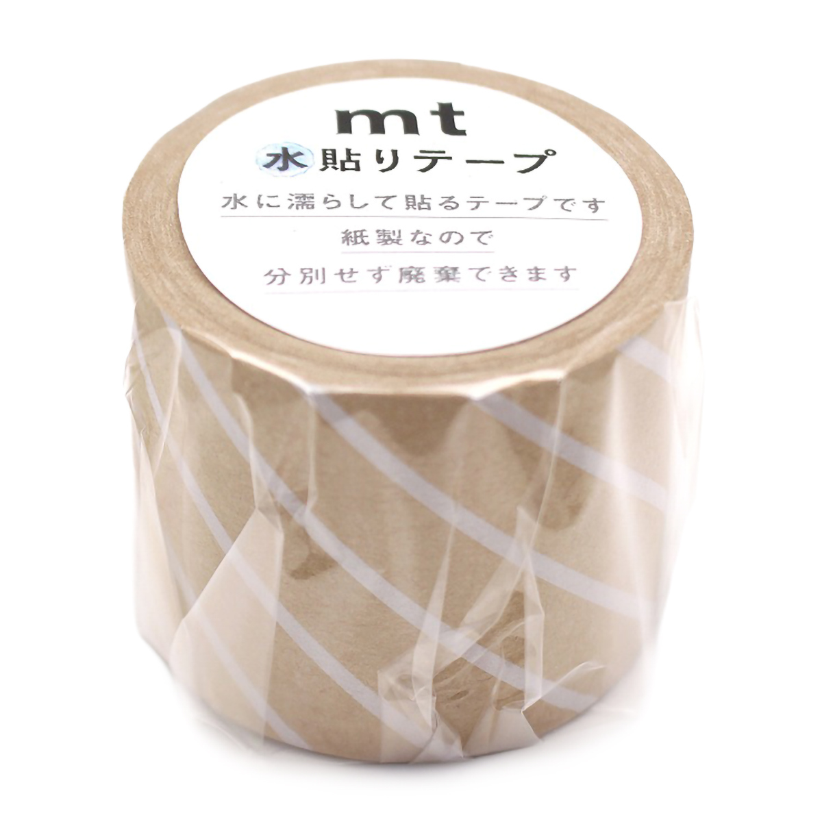 カモ井／マスキングテープ　ｍｔ水貼りテープ　ストライプ・ホワイト　ＭＴＧＡＭＴ０５
