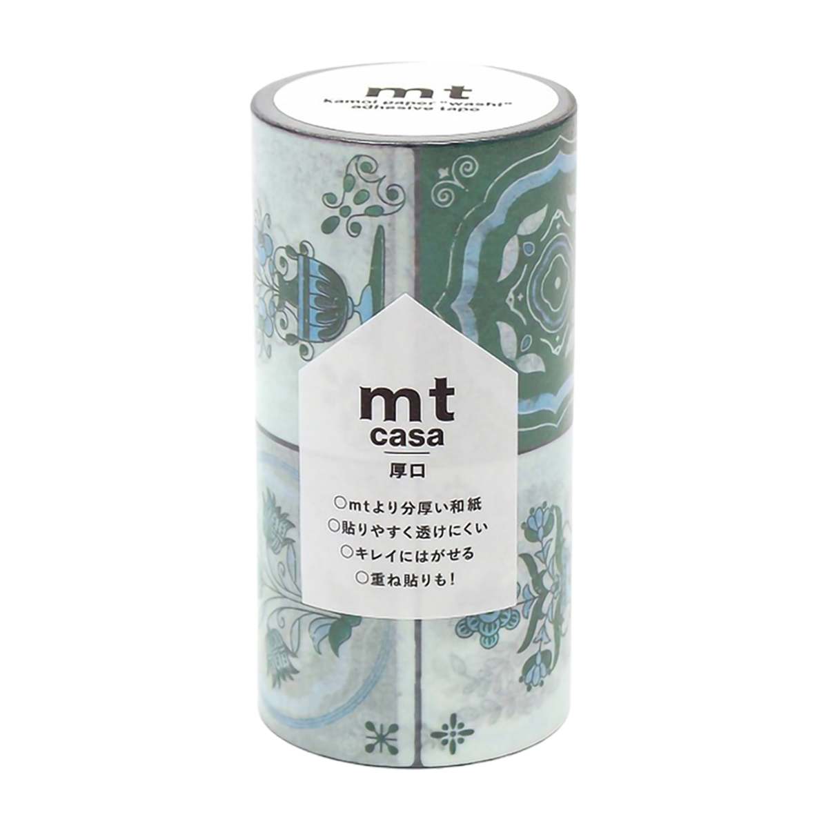 カモ井／マスキングテープ　ｍｔ　ｃａｓａ　厚口　タイル・フラワー　ＭＴＣＡＳ０１９