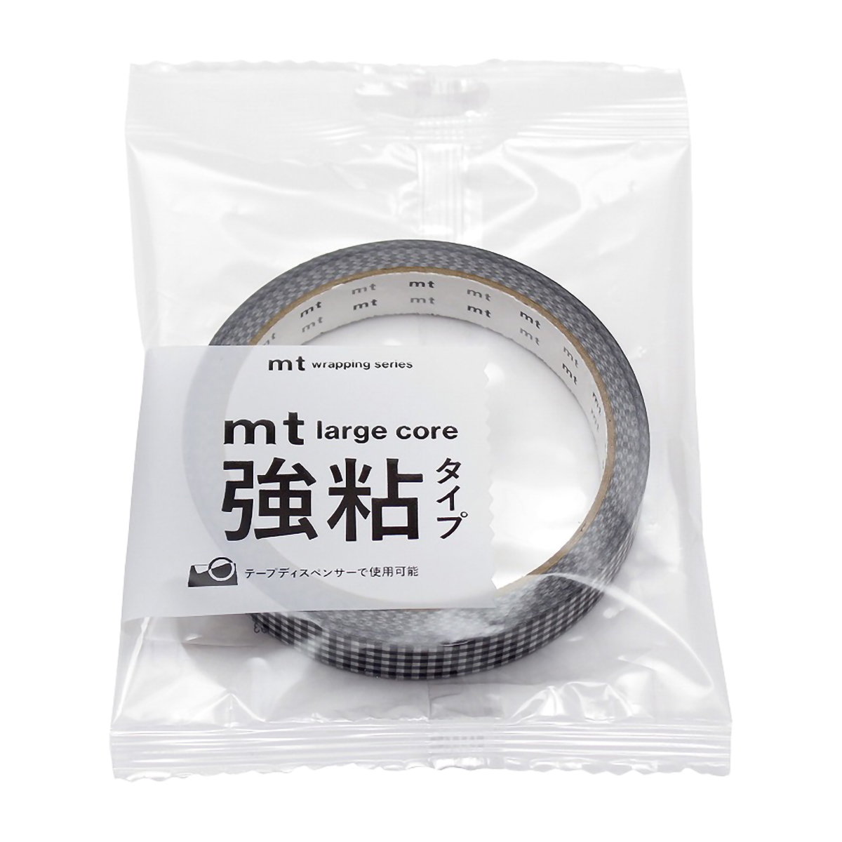 カモ井／マスキングテープ　ｍｔ　ｌａｒｇｅ　ｃｏｒｅ　細かいギンガムチェック・ブラック　強粘着　ＭＴ０１Ｌ０７７