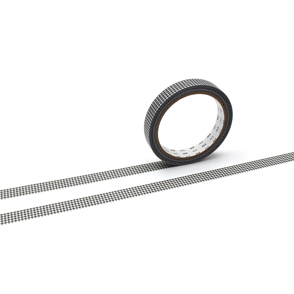 カモ井／マスキングテープ　ｍｔ　ｌａｒｇｅ　ｃｏｒｅ　細かいギンガムチェック・ブラック　強粘着　ＭＴ０１Ｌ０７７