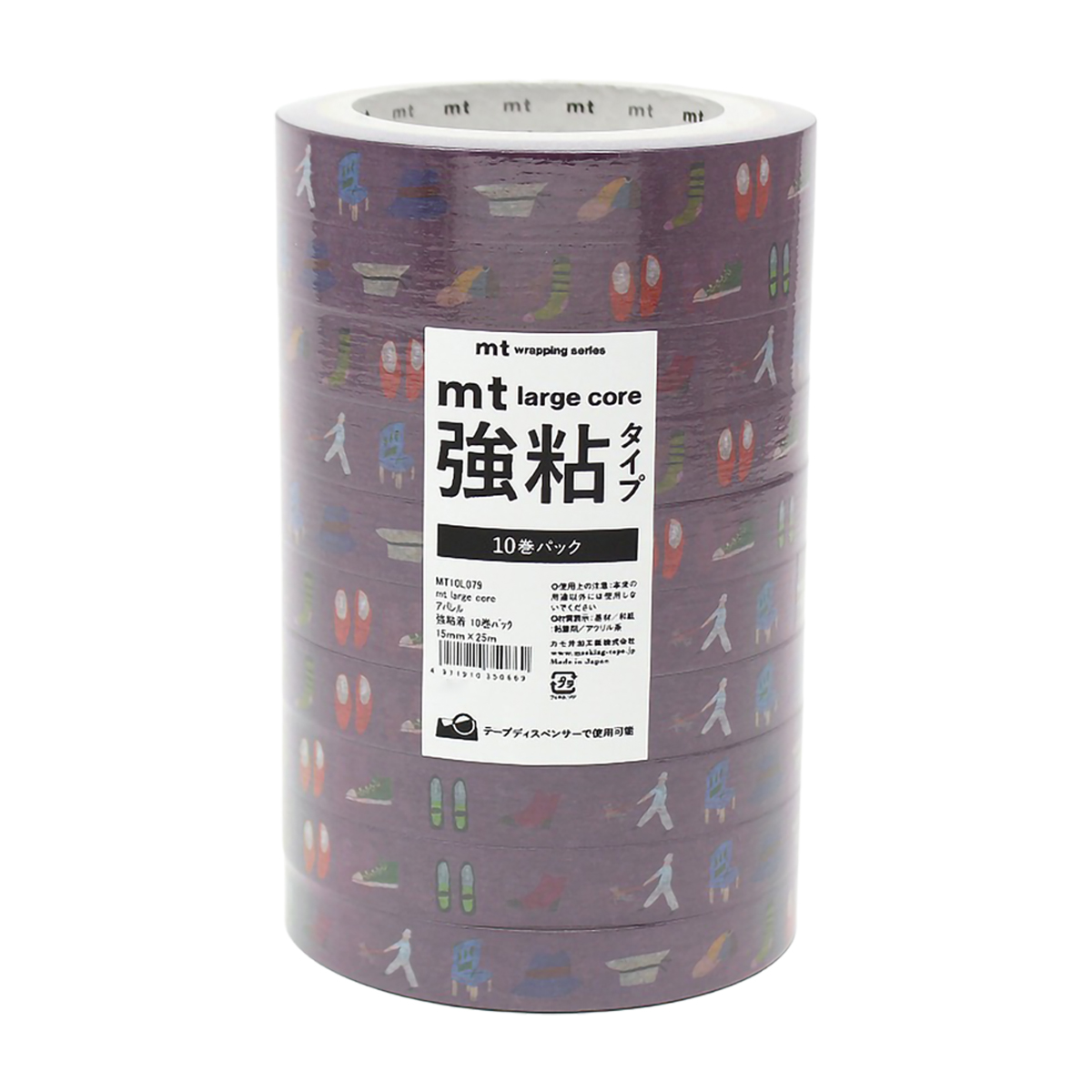 カモ井／マスキングテープ　ｍｔ　ｌａｒｇｅ　ｃｏｒｅ　アパレル　強粘着　１０巻パック　ＭＴ１０Ｌ０７９
