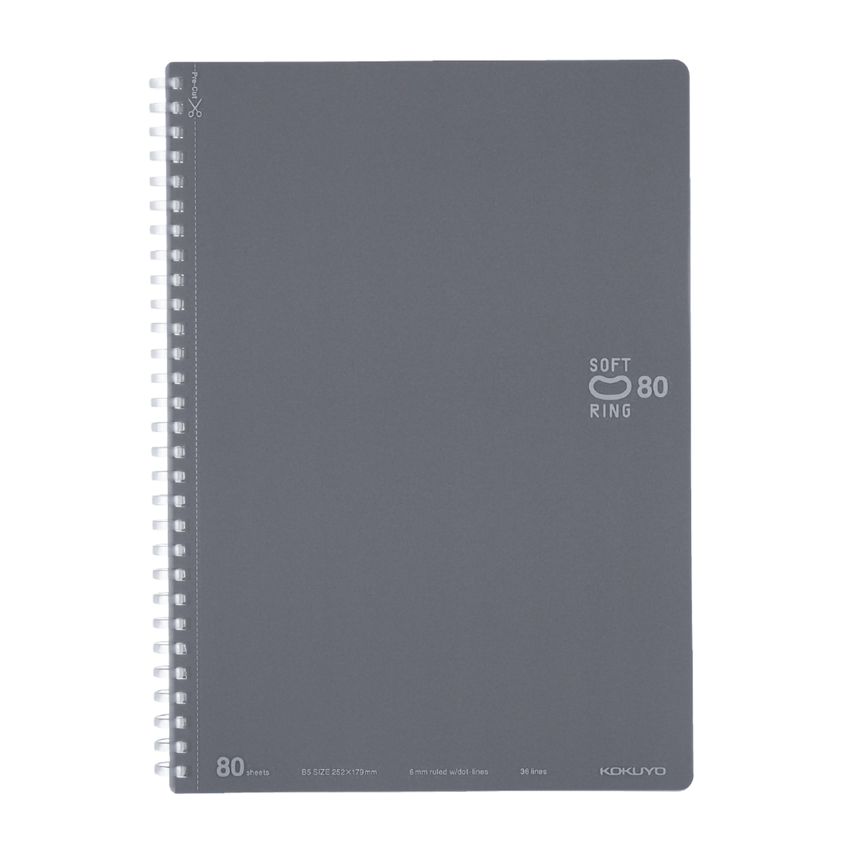 コクヨ　ソフトリングノート　Ｂ５　８０枚　ドットＢ罫　ダークグレー