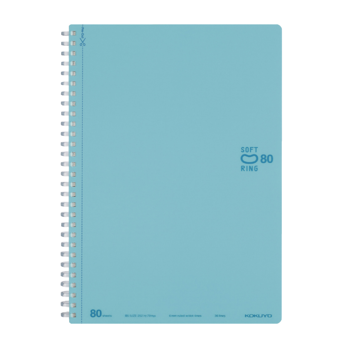 コクヨ　ソフトリングノート　Ｂ５　８０枚　ドットＢ罫　ライトブルー