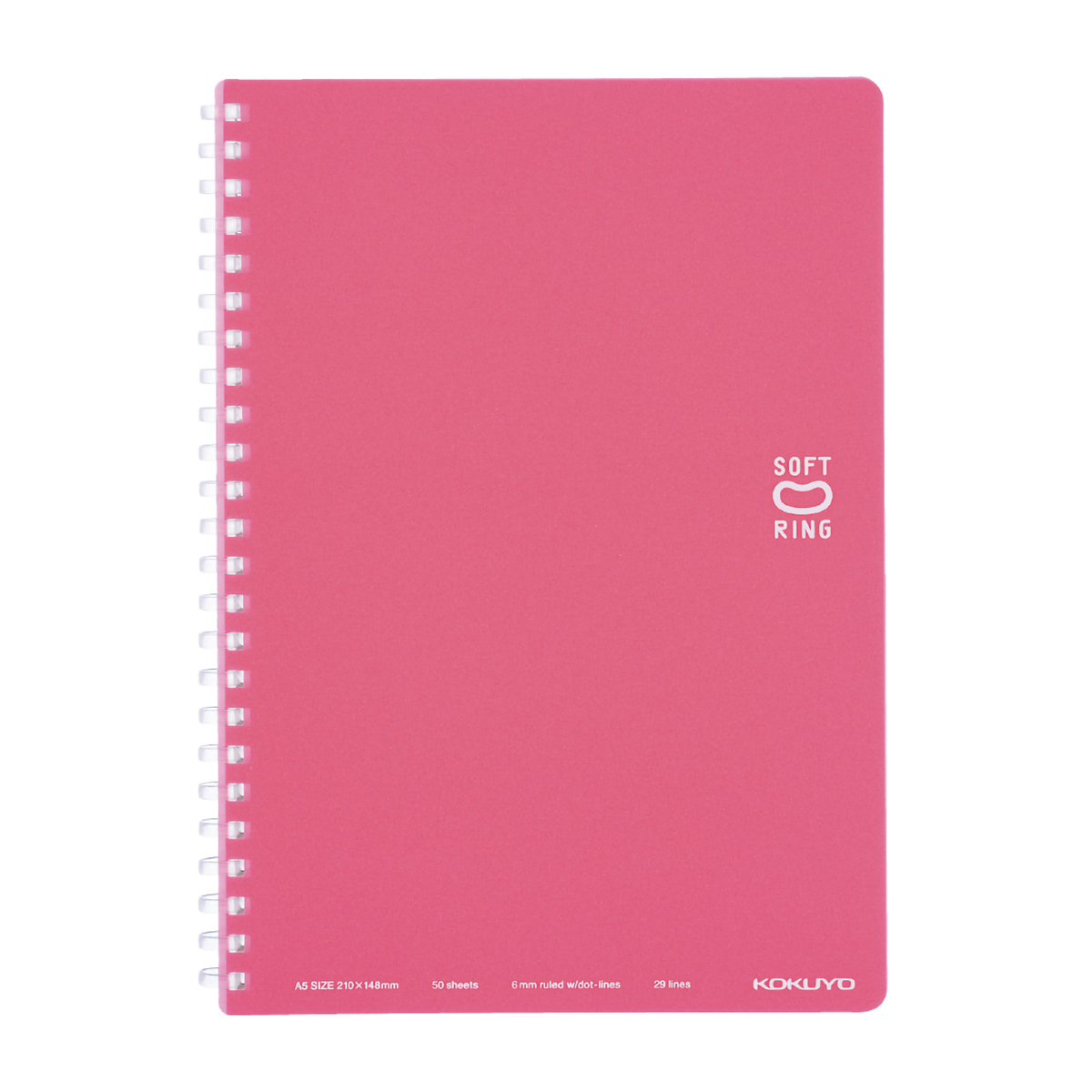 コクヨ　ソフトリングノート　Ａ５　５０枚　ドットＢ罫　ライトピンク