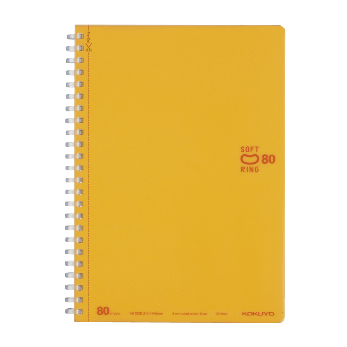 コクヨ　ソフトリングノート　Ａ５　８０枚　ドットＢ罫　オレンジ
