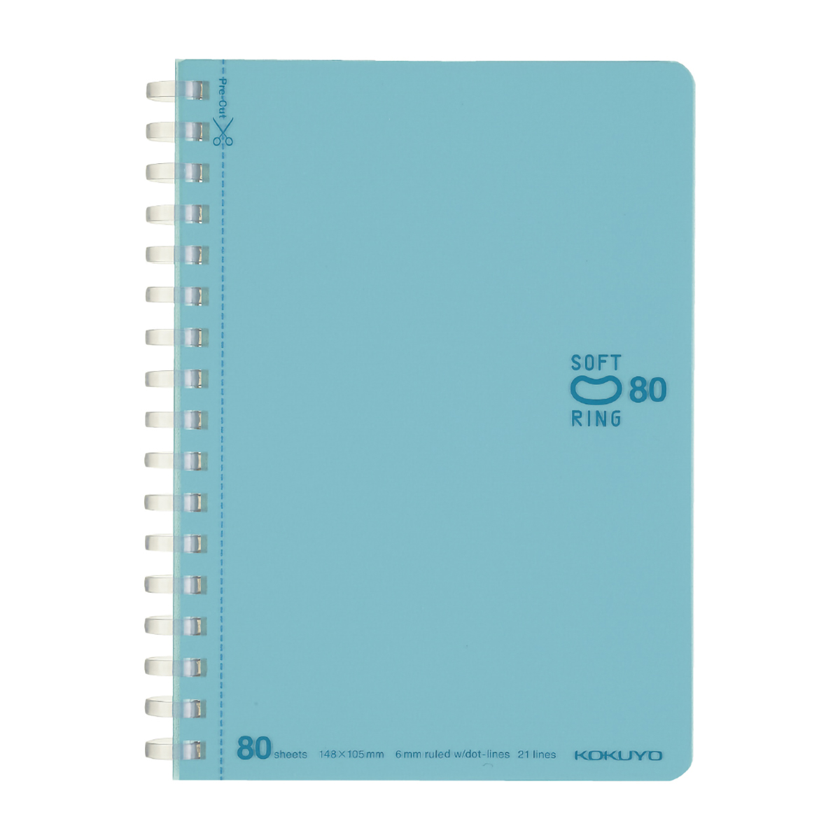 コクヨ　ソフトリングノート　Ａ６　８０枚　ドットＢ罫　ライトブルー