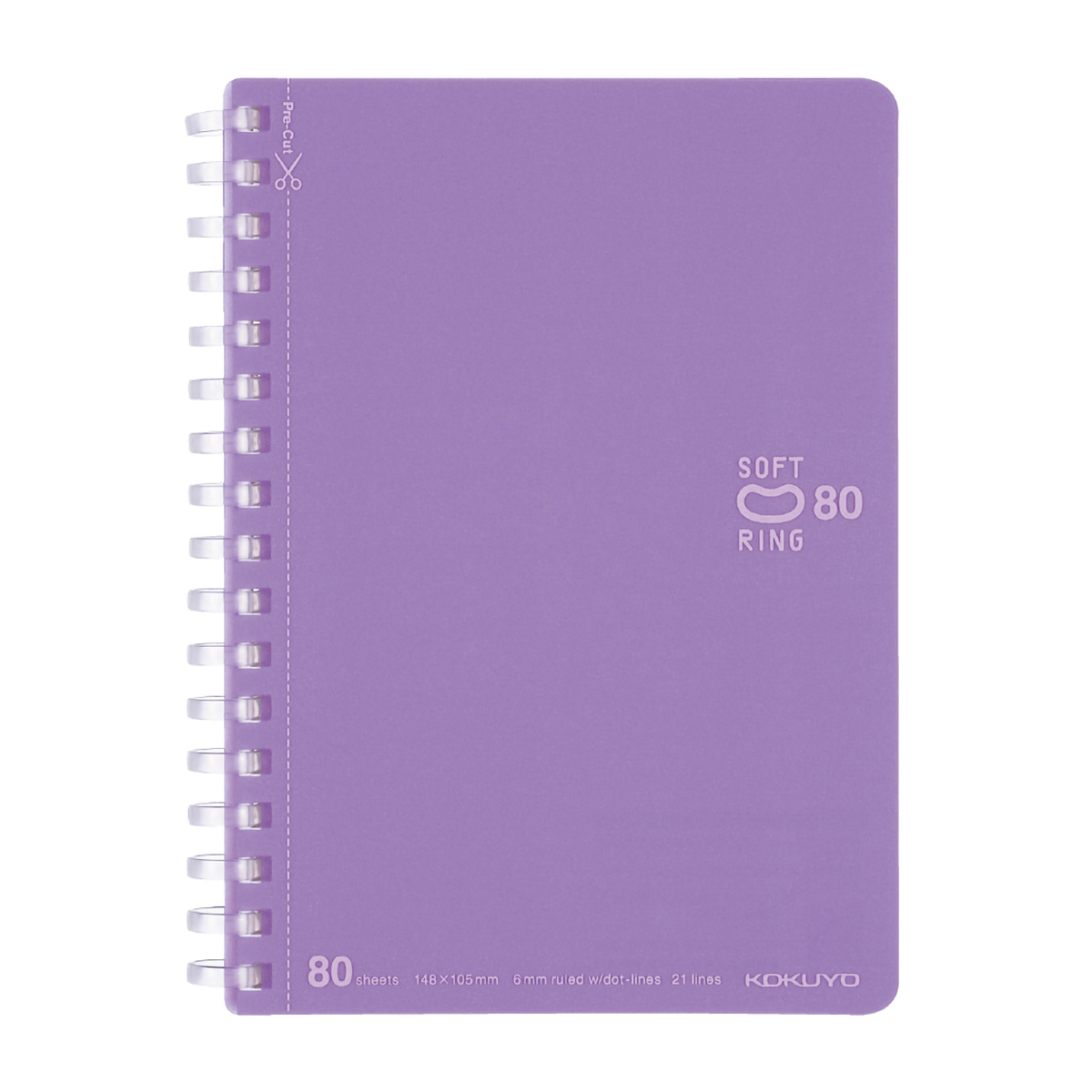 コクヨ　ソフトリングノート　Ａ６　８０枚　ドットＢ罫　バイオレット
